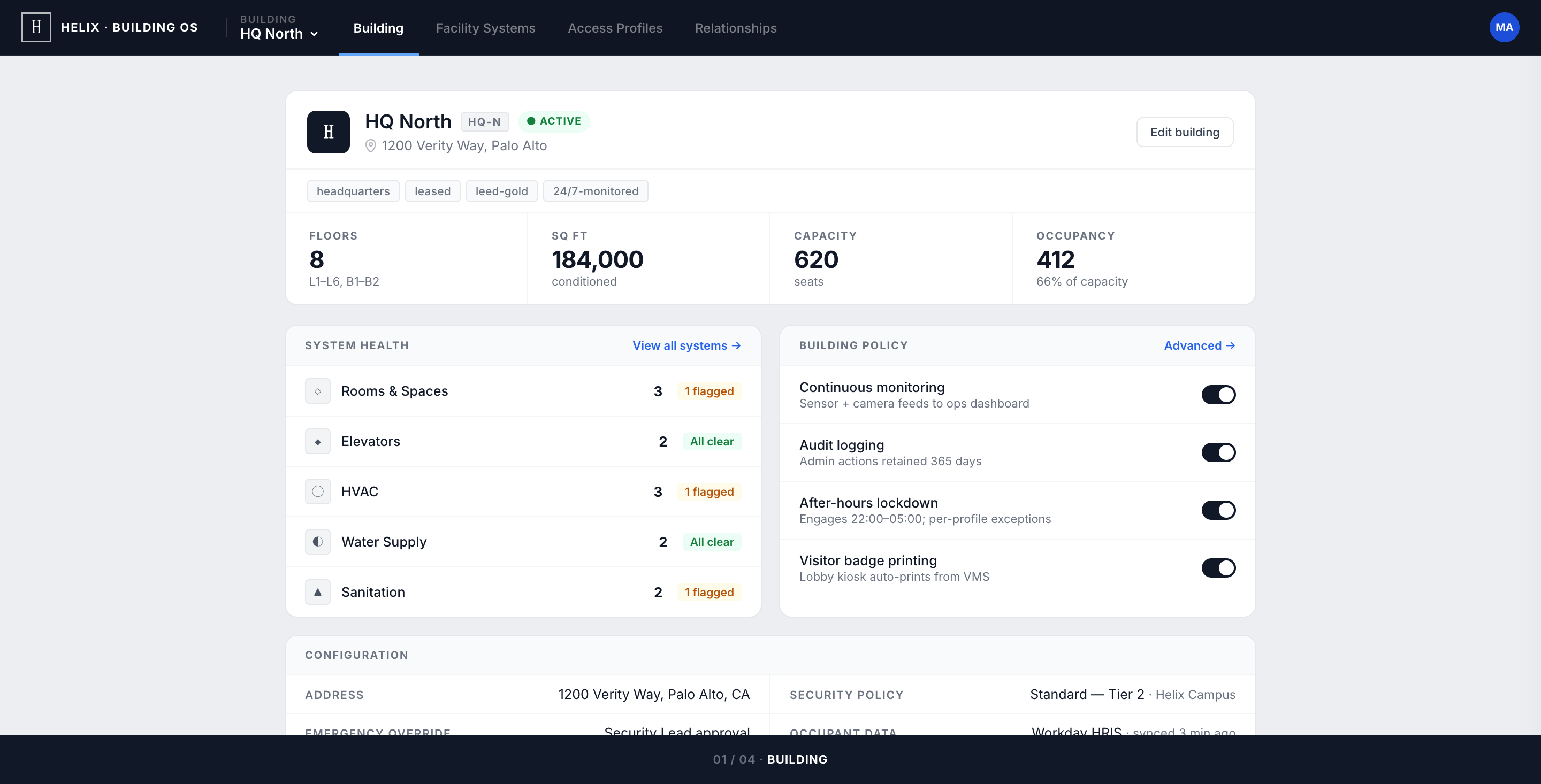 Helix Building OS — Building Configuration